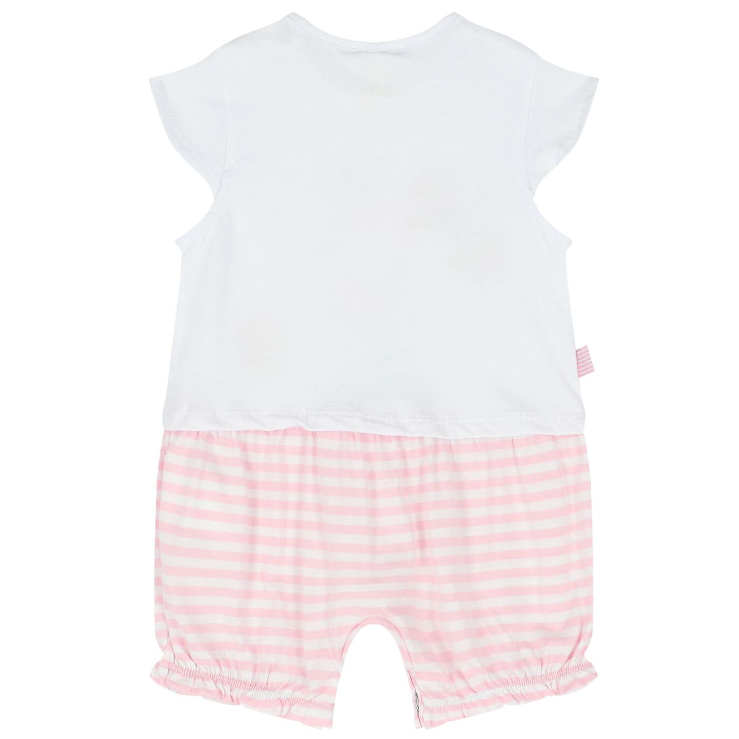 Baby Girls White & Pink Striped Romper, 1, hi-res