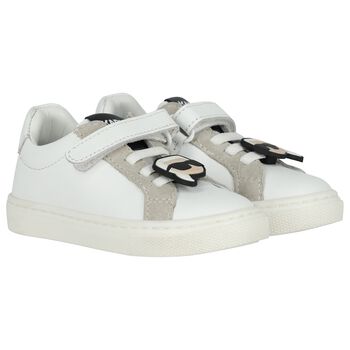 White Ikonik Karl Logo Trainers