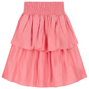 Girls Coral Tiered Cotton Skirt