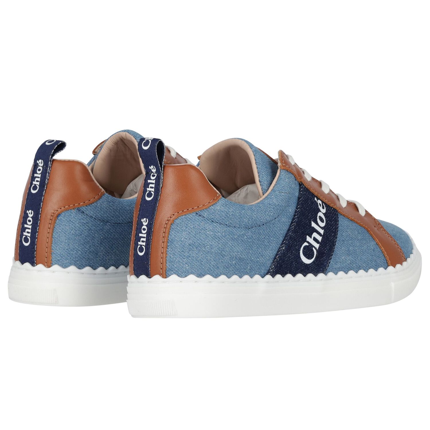 Girls Blue Denim Logo Trainers, 1, hi-res image number null