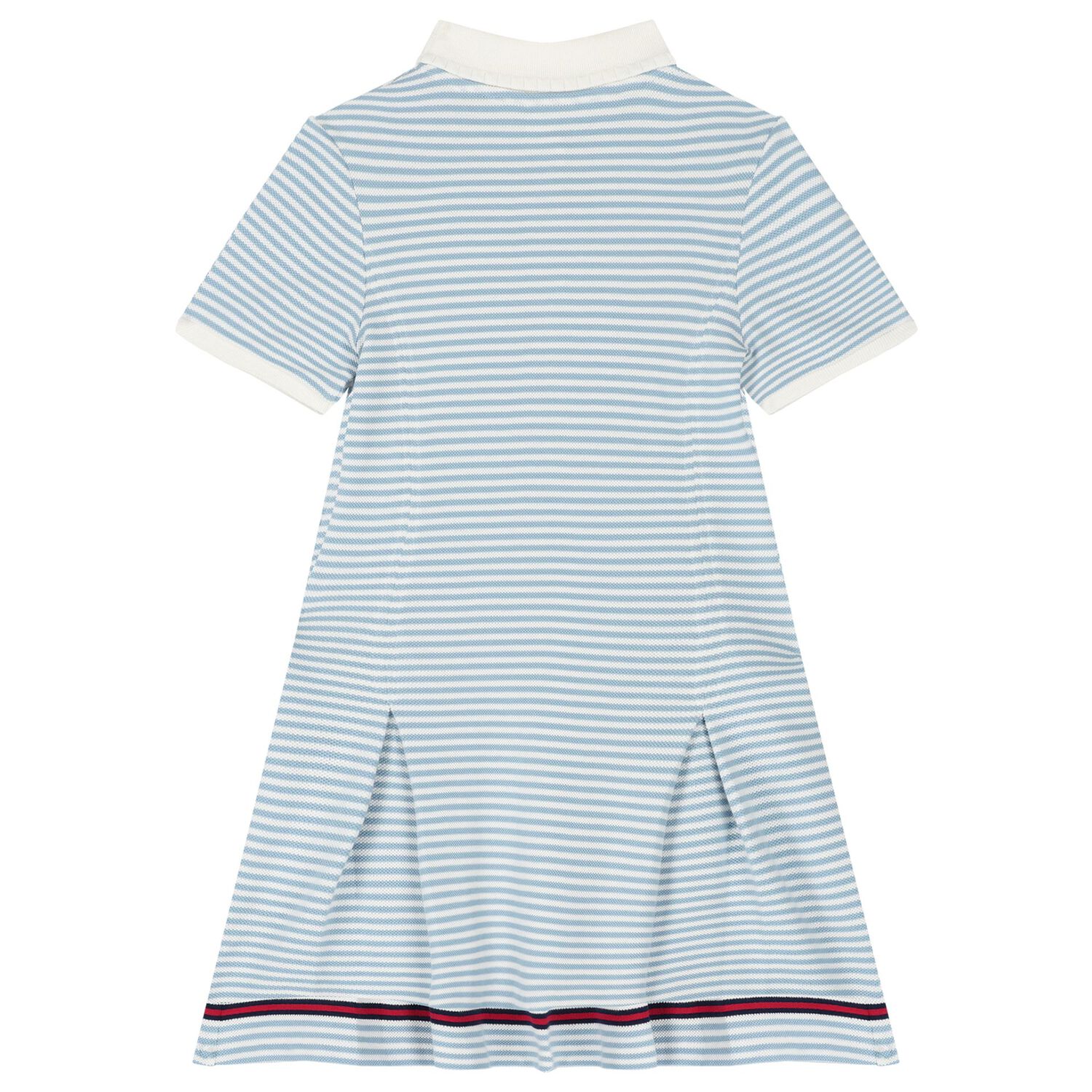 Girls Blue & Ivory Striped Logo Polo Dress, 1, hi-res image number null