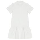 Girls White Logo Polo Dress, 4, hi-res