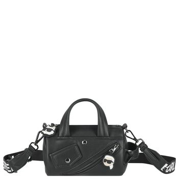 Girls Black Faux Leather Handbag