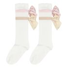 Girls White Bow Socks, 1, hi-res