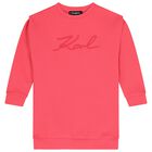 Girls Pink Logo Dress, 1, hi-res