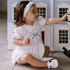 Baby Girls White & Blue Bow Dress Set, 1, hi-res