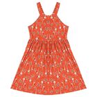 Girls Orange Giraffe Print Criss Cross Dress, 1, hi-res