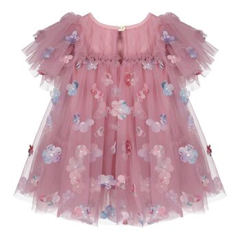 Baby Girls Pink Tulle Flowers Dress