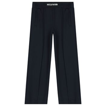 Girls Navy Blue Logo Trousers