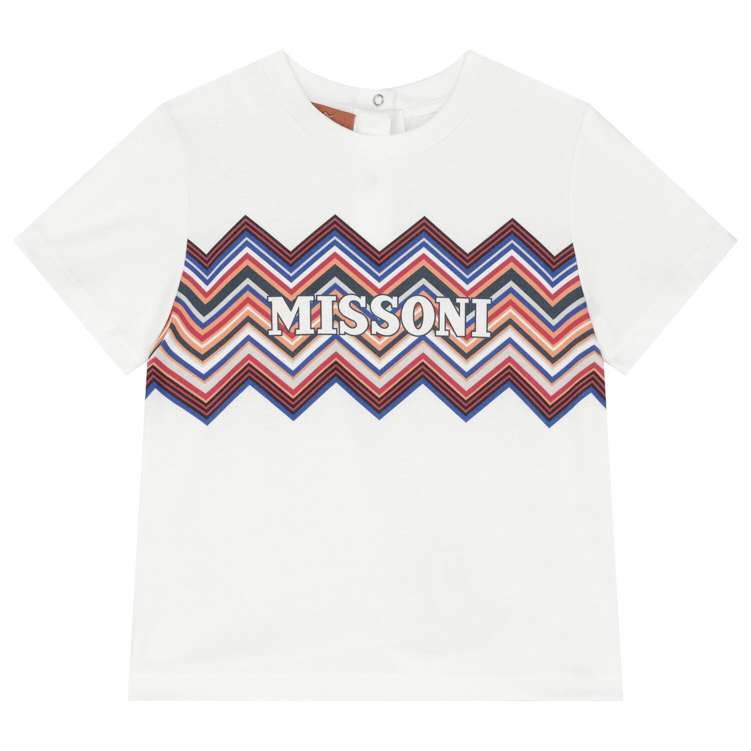 Younger Boys White & Blue Zig Zag T-Shirt, 1, hi-res