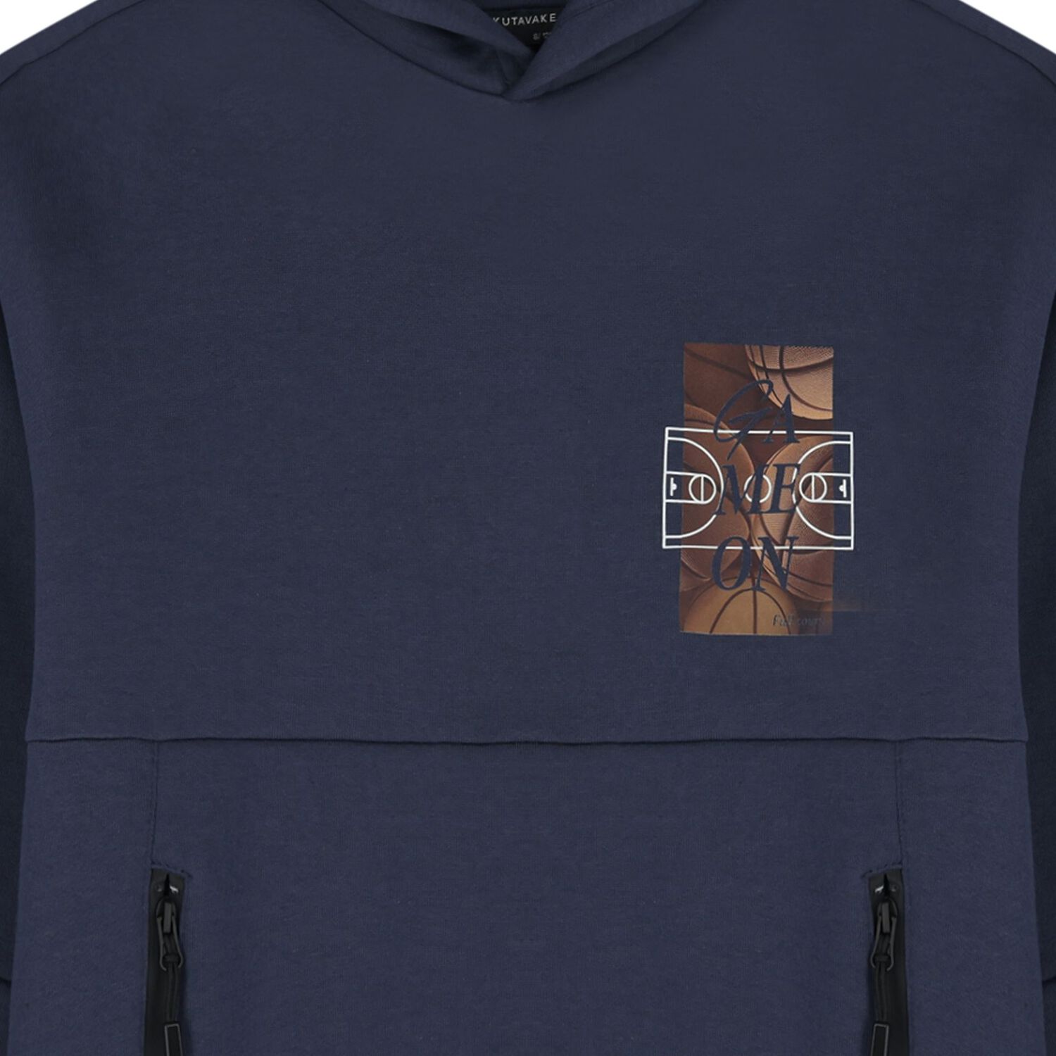 Boys Navy Blue Printed Hooded Top, 1, hi-res