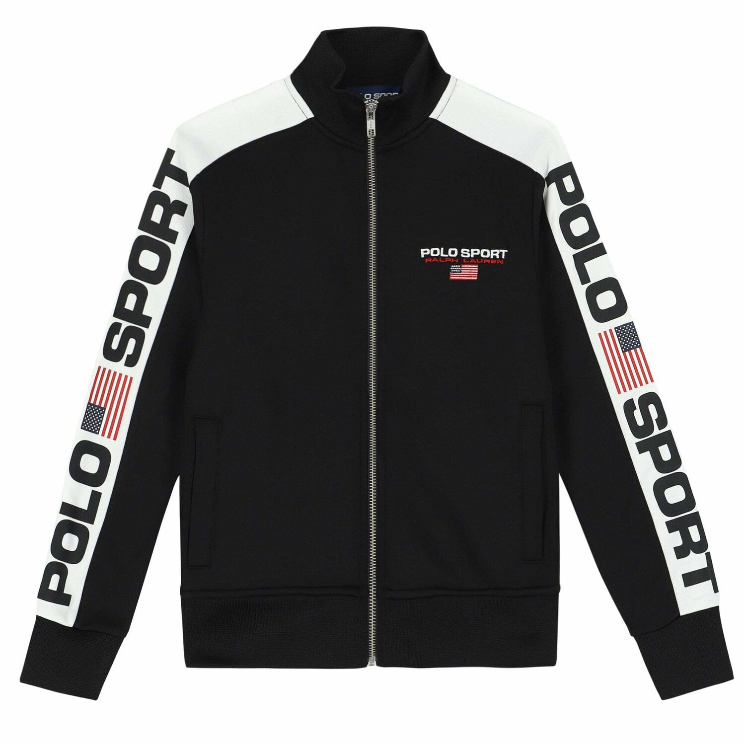Boys Black & White Logo Zip Up Top, 1, hi-res