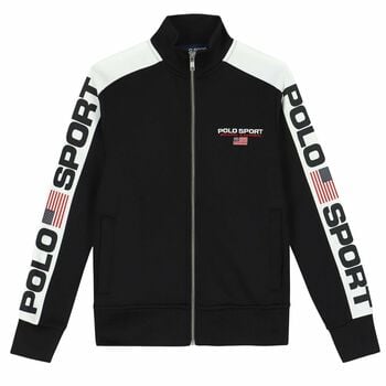Boys Black & White Logo Zip Up Top