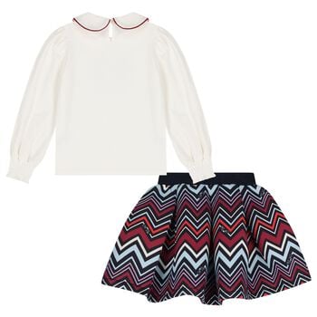 Girls Multi-Coloured Zig Zag Skirt Set