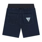 Baby Boys Yellow & Navy Blue Logo Shorts Set, 1, hi-res