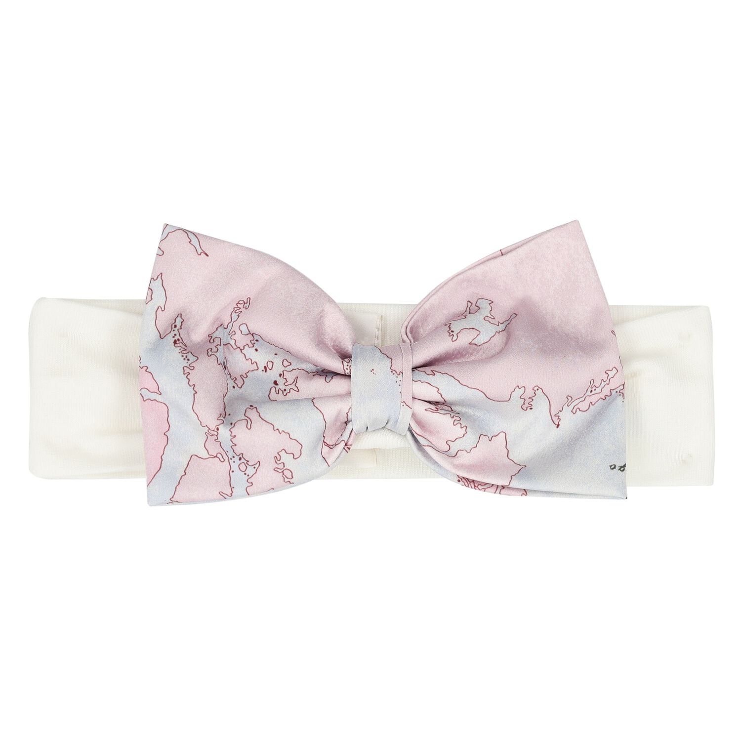Baby Girls Ivory & Pink Geo Map Bow Headband, 1, hi-res