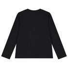 Boys Black Logo Long Sleeve Top, 3, hi-res