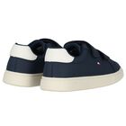 Boys Navy Blue & White Logo Trainers , 1, hi-res