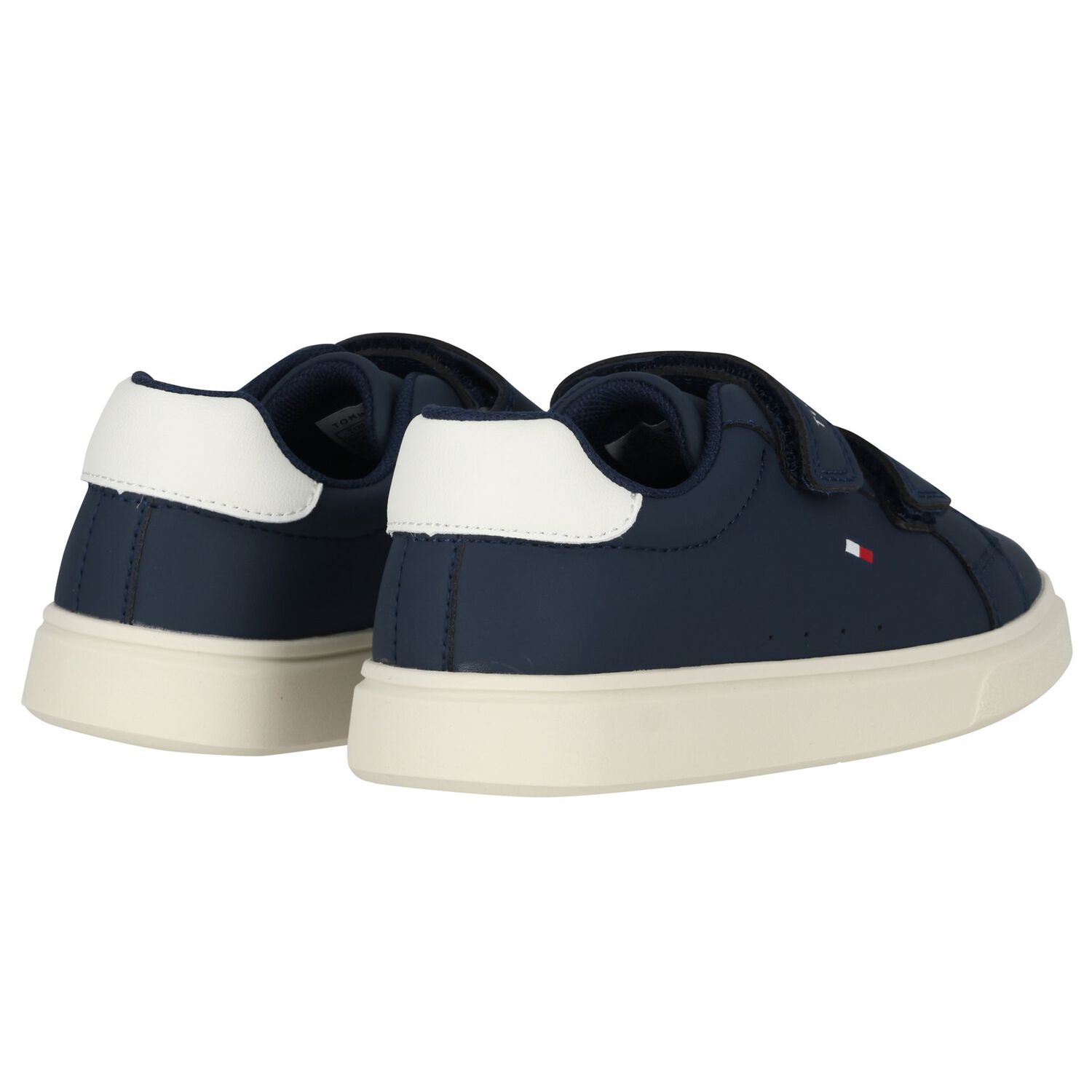 Boys Navy Blue & White Logo Trainers , 1, hi-res