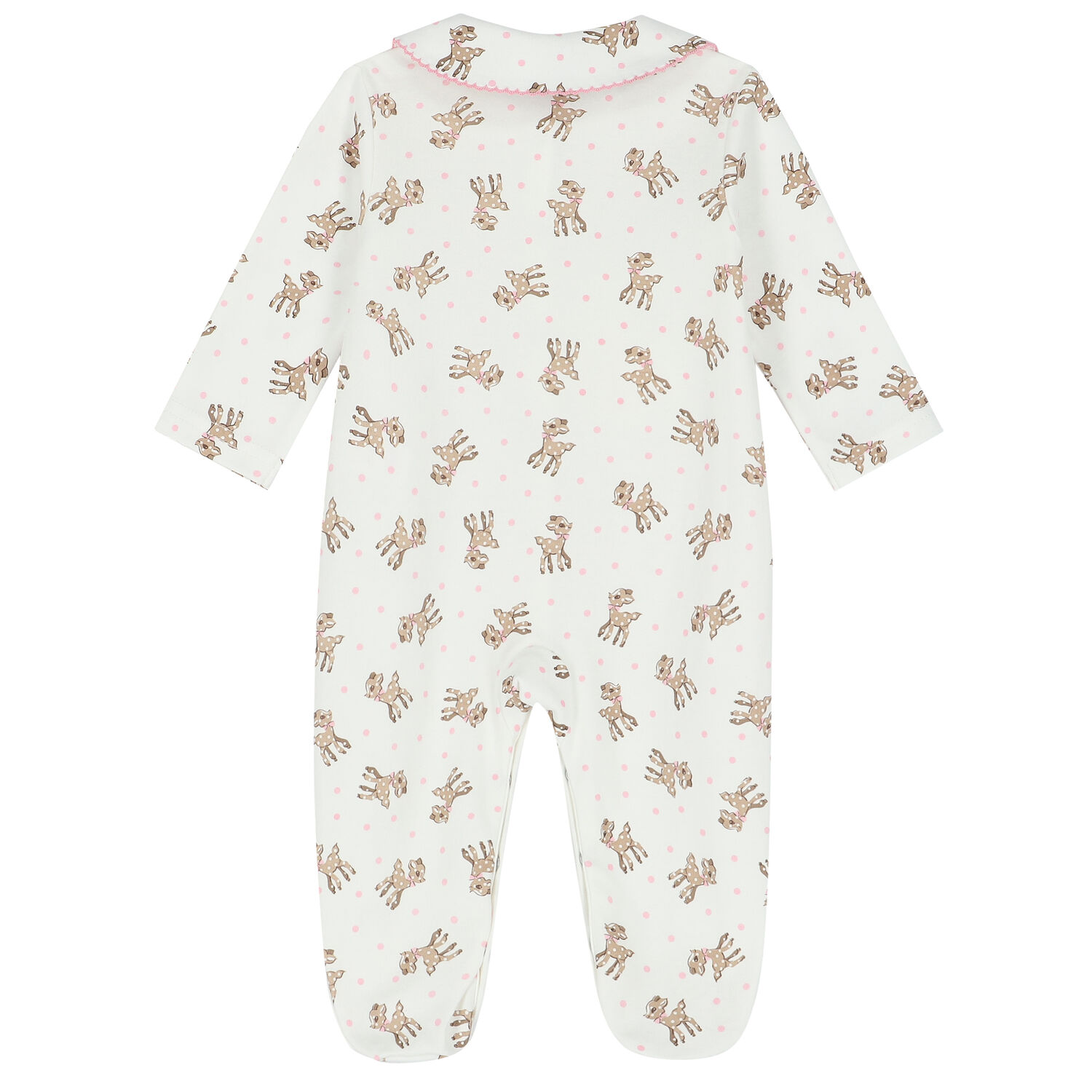 Baby Girls Ivory & Pink Fawn Babygrow, 1, hi-res