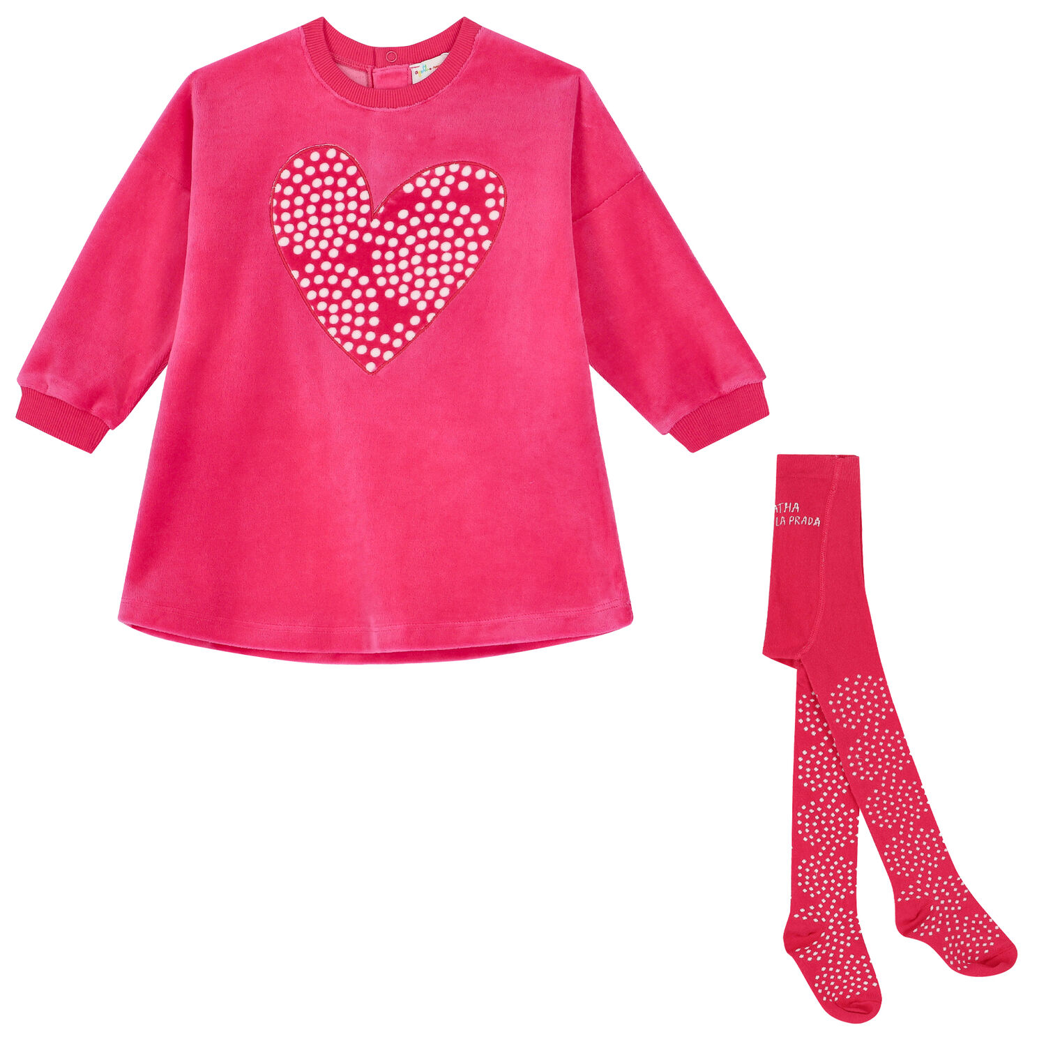 Girls Pink Heart Dress Set, 1, hi-res