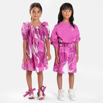 Girls Pink & Purple Ruffled Marmo Dress