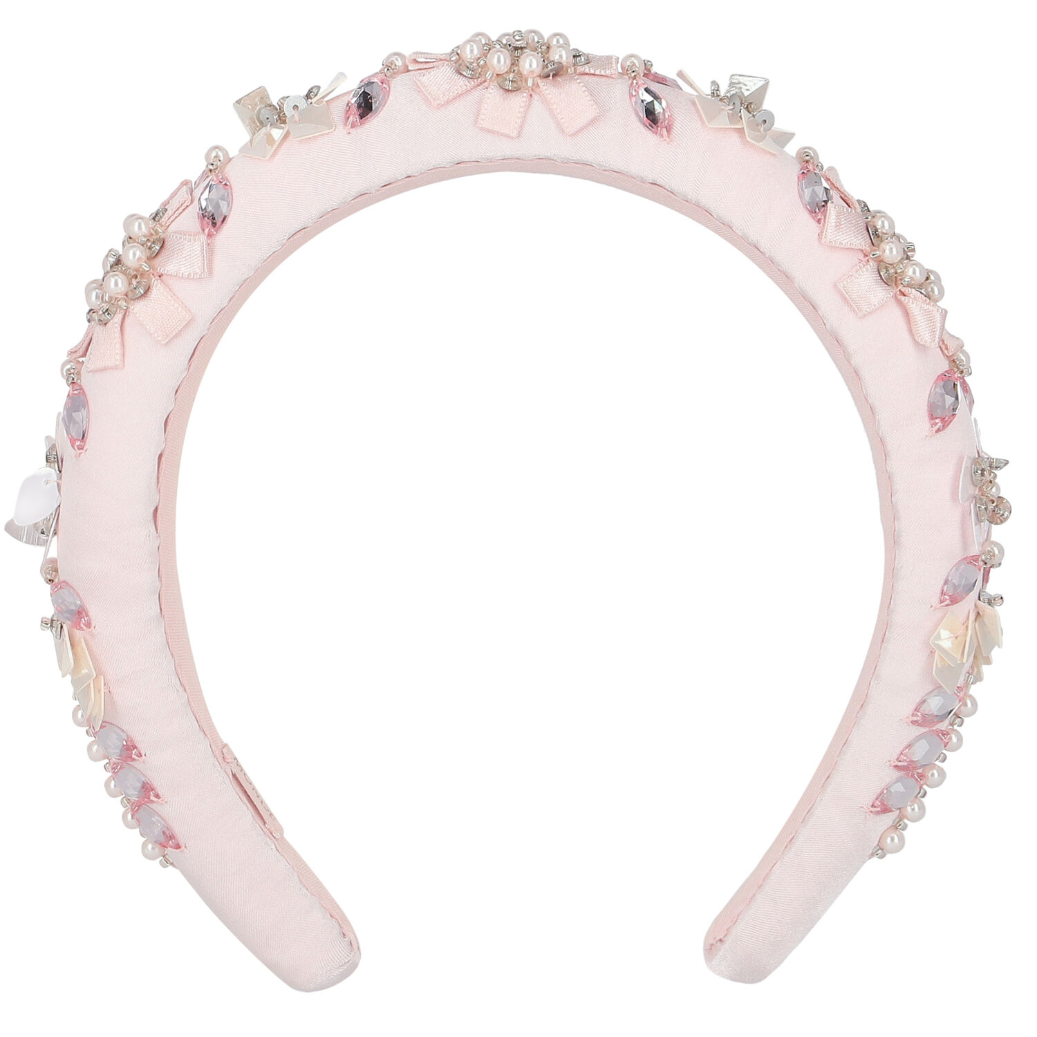 Girls Pink Embellished Floral Headband, 1, hi-res