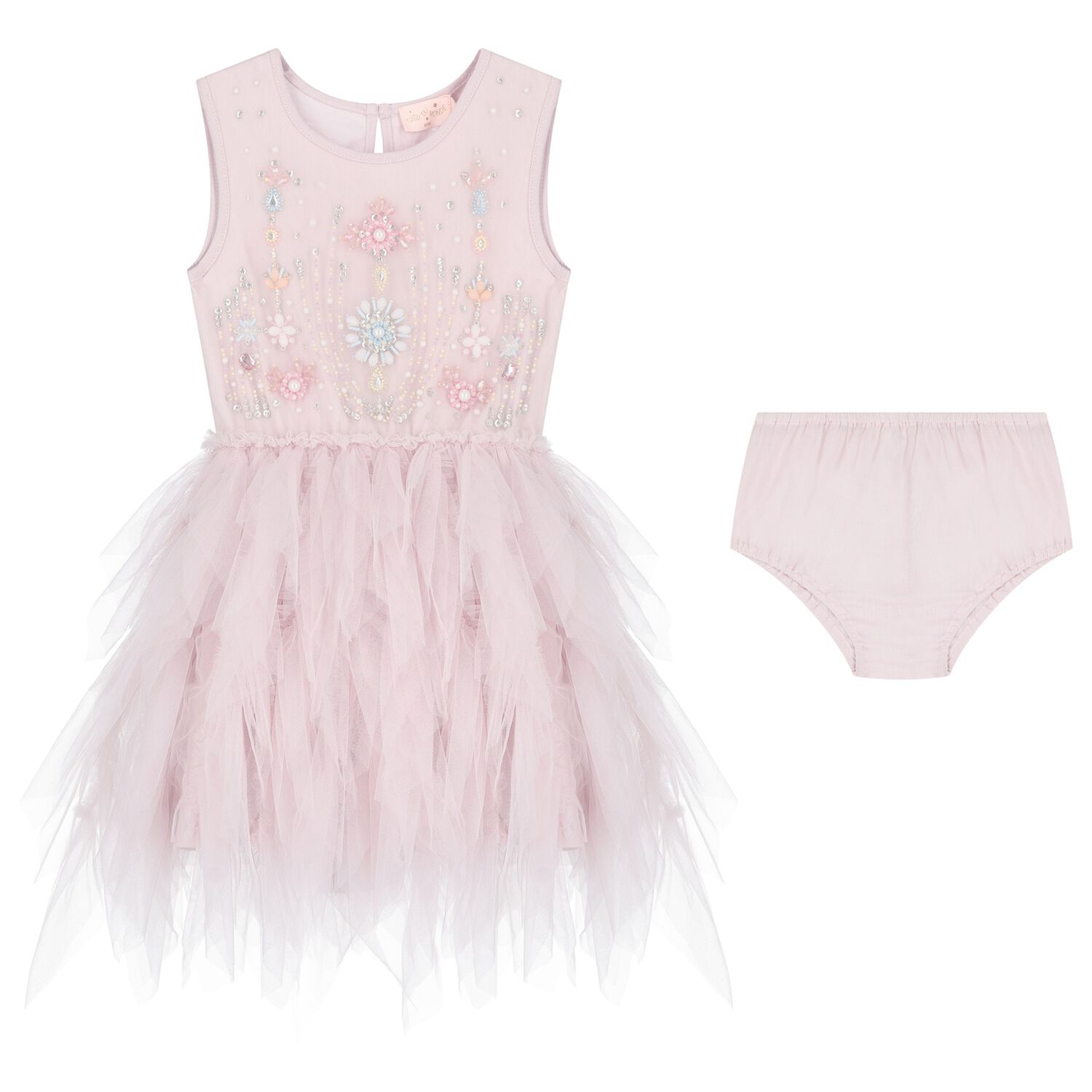 Baby Girls Pink Ruffled Tulle Dress Set, 1, hi-res image number null
