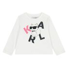Younger Girls White Choupette Long Sleeve Top, 1, hi-res