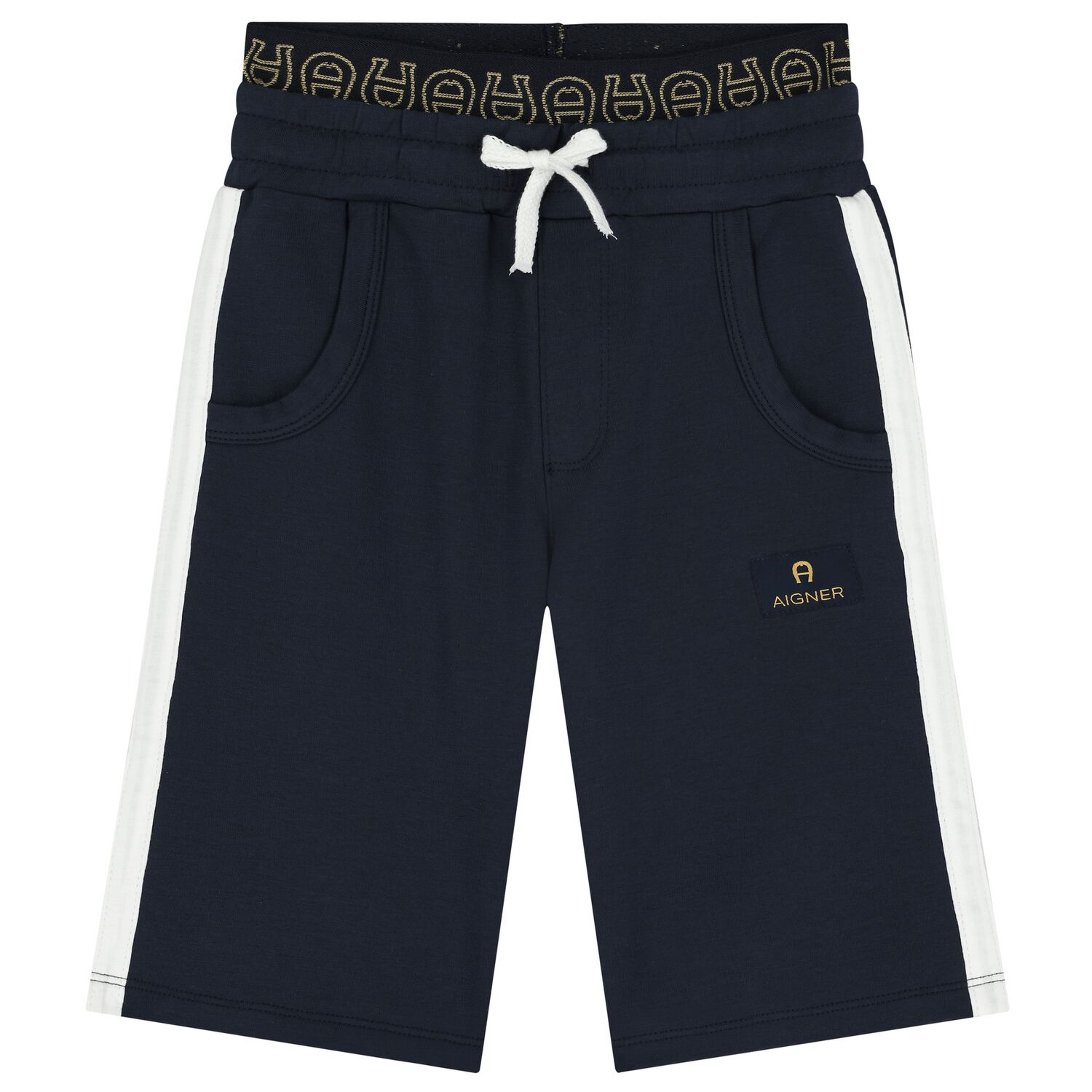 Boys Navy Blue Logo Shorts, 1, hi-res