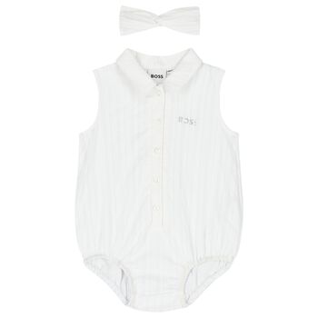 Baby Girls White Bodysuit & Headband Set