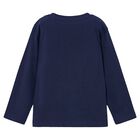 Boys Navy Blue Dog Long Sleeve Top, 1, hi-res