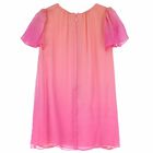 Younger Girls Pink Ombre Silk Dress, 1, hi-res