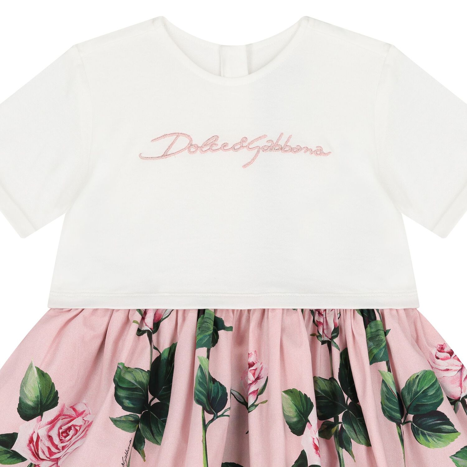 Baby Girls White & Pink Rose Dress Set, 1, hi-res