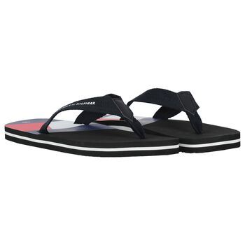 Boys Black Logo Flip Flops