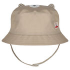Baby Boys White & Beige Reversible Hat, 1, hi-res
