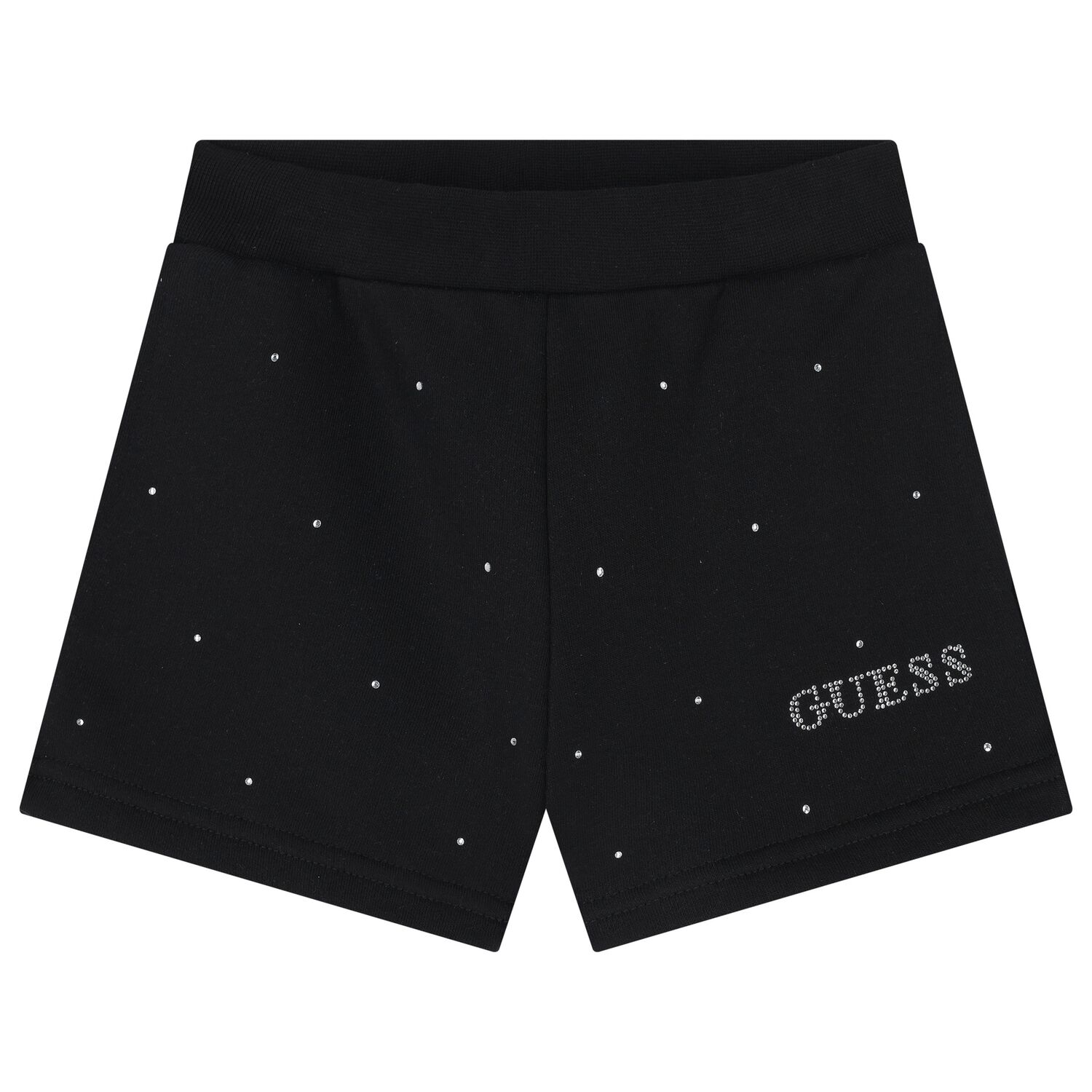 Girls Black Logo Rhinestones Shorts, 2, hi-res image number null