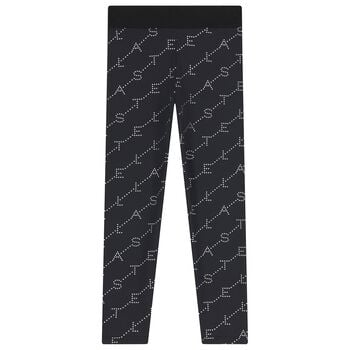 Girls Black Logo Leggings
