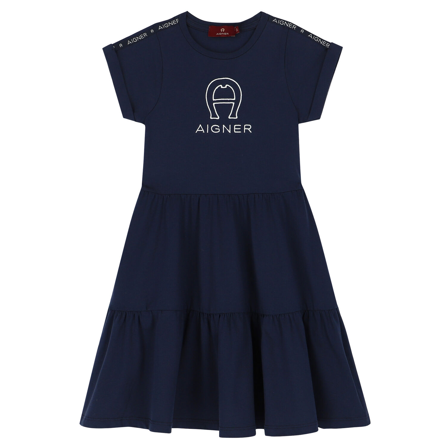 Girls Navy Blue Logo Dress, 2, hi-res