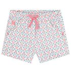 Girls White Floral Shorts, 1, hi-res