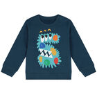 Younger Boys Blue Monster Sweatshirt, 1, hi-res