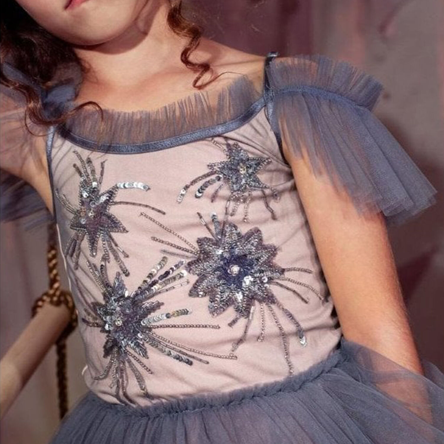 Girls Grey Stargazer Tutu Dress, 1, hi-res image number null