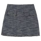 Girls Navy Blue Tweed Skirt, 1, hi-res