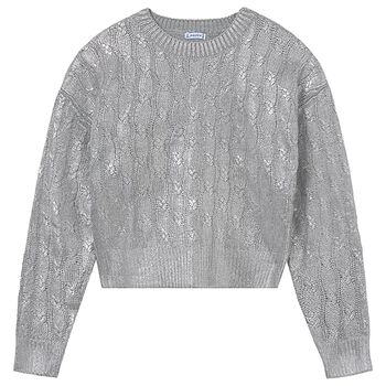 Girls Silver Knitted Sweatshirt