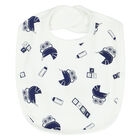 Ivory & Navy Pram Baby Bib, 1, hi-res