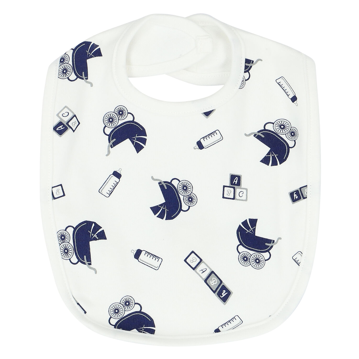 Ivory & Navy Pram Baby Bib, 1, hi-res