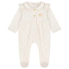 Baby Girls Ivory Logo Heart Babygrow, 1, hi-res