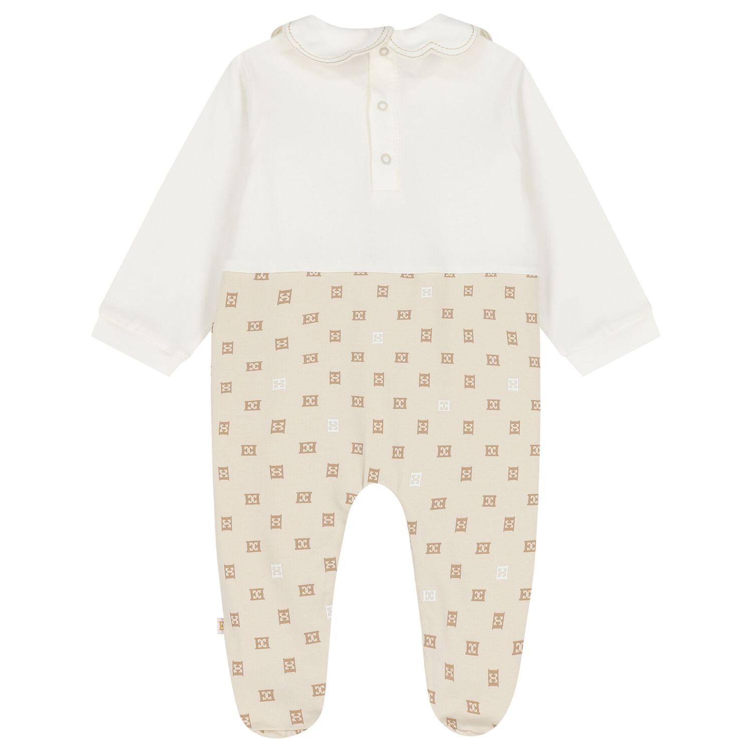 Baby Girls Ivory & Beige Logo Babygrow, 1, hi-res