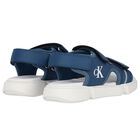 Boys Blue & White Logo Sandals, 1, hi-res