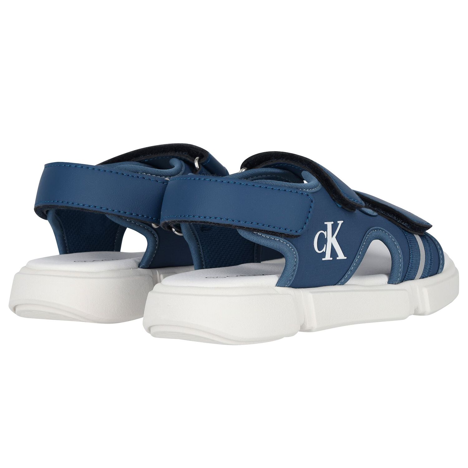 Boys Blue & White Logo Sandals, 1, hi-res